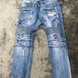 Embellish biker jeans